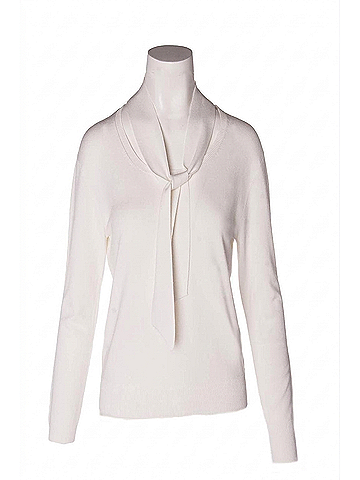 Elliott Lauren Women's Marella Tie Neck Sweater in Ivory (view 1)