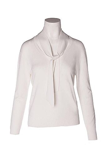 Elliott Lauren Women's Marella Tie Neck Sweater in Ivory (view 2)