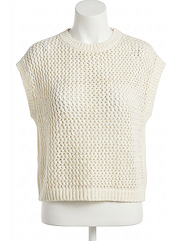 ANNIEWEAR Open Stitch Drop Shoulder Crop Sweater Top in Ivory (view 1)