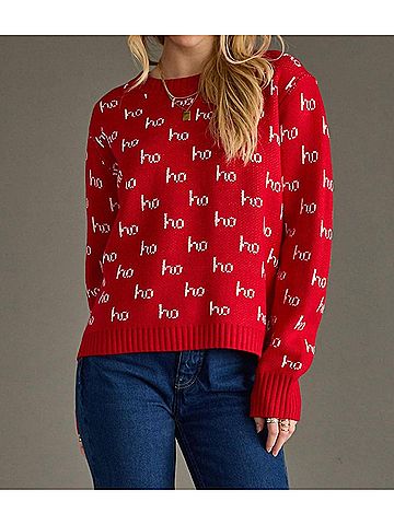 Panache Knit Ho Ho Ho Sweater in Red (view 2)