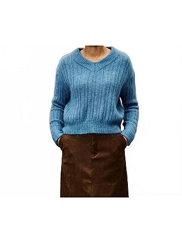 FRNCH Women's Myosotis Sweater in Bleu Jean (view 2)