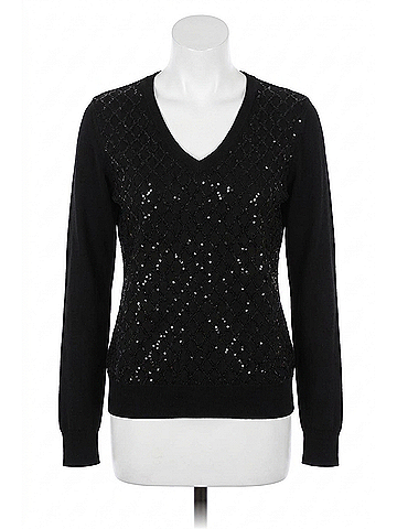 Elliott Lauren Pop Top V Neck Sweater in Black (view 1)