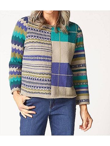 Habitat Winter Whimsy Mixed Pattern Sweater in Driftwood (view 2)