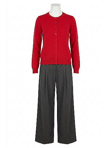 Enza Costa Cashmere Fitted Cardigan in Classic Red (view 1)