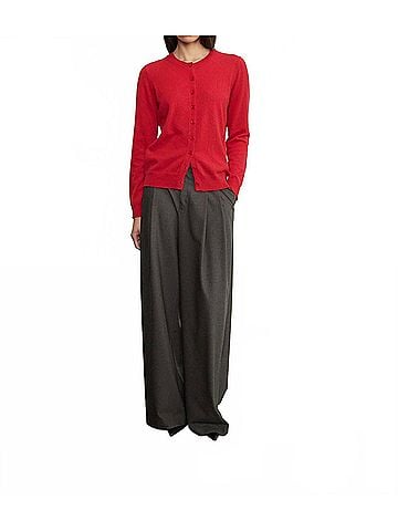 Enza Costa Cashmere Fitted Cardigan in Classic Red (view 2)