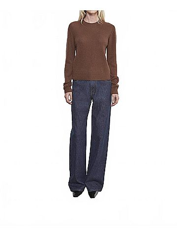 Enza Costa Cashmere Easy Long Sleeve Crew Top in Nutmeg (view 2)