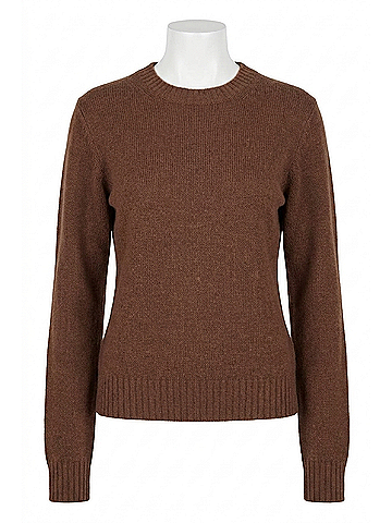 Enza Costa Cashmere Easy Long Sleeve Crew Top in Nutmeg (view 1)