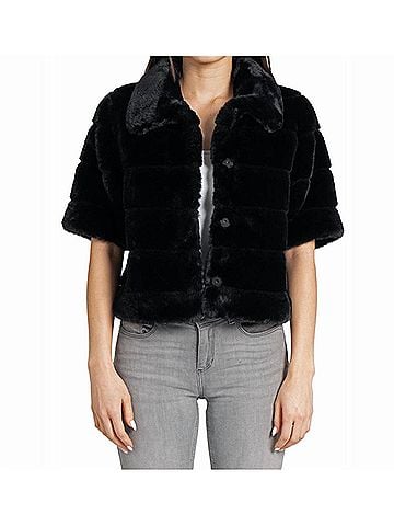 Love Token Lester Faux Fur Shrug in Black (view 2)