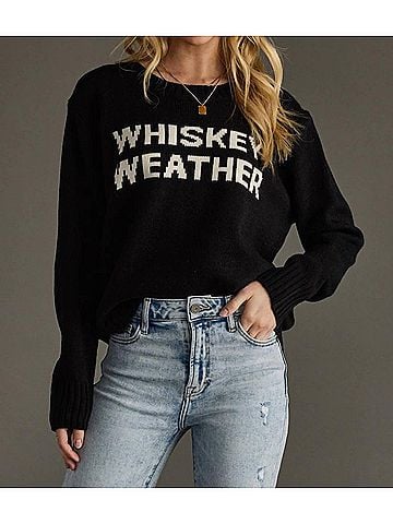 Panache Whiskey Weather Sweater in Black And White (view 2)