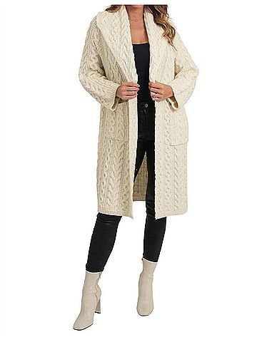 Love Token Travis Cable Knit Cardigan in Ivory (view 2)
