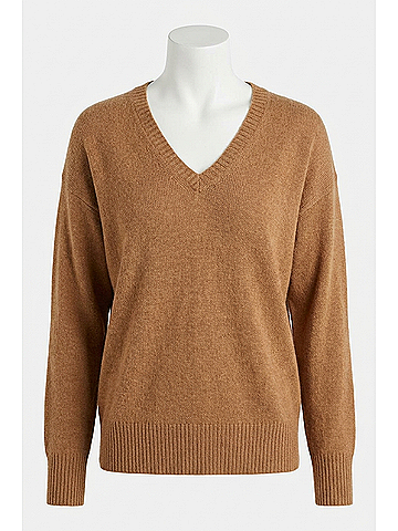 Kerri Rosenthal Deep V-Neck Love Sweater in Sienna Brown (view 1)