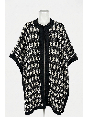 Lafayette 148 New York Women's Cotton-Wool Houndstooth Poncho in Black/White (view 1)