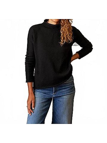 Frank & Eileen Monterey Long Sleeve Crew Neck Sweater in Black + Black Glitter (view 2)