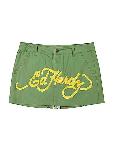 Ed Hardy Women's Lks Heart Skirt in Olive (view 2)
