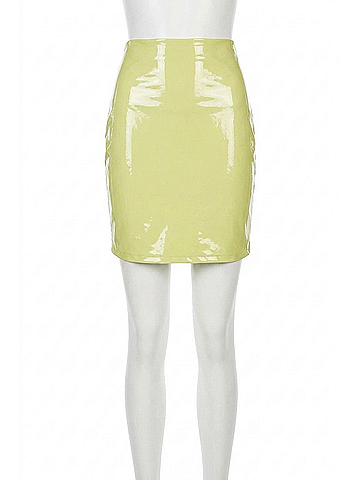 Commando Faux Patent Leather Mini Skirt in Limeade (view 1)
