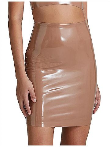 Commando Faux Patent Leather Mini Skirt in Cocoa (view 2)