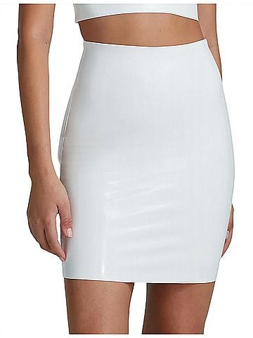 Commando Faux Patent Leather Mini Skirt in White (view 2)