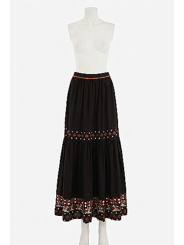 FARM Rio Embroidered Tiered Maxi Skirt in Black (view 1)