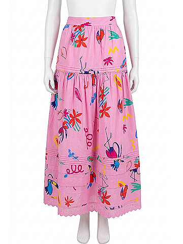 Karlie Tiered Maxi Skirt in Magenta Artist (view 1)