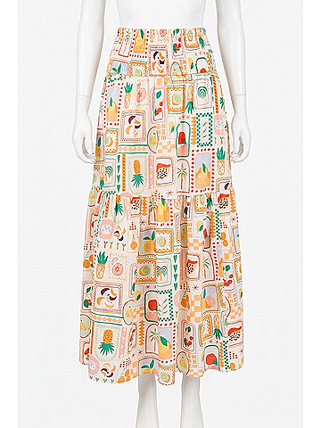 Karlie Fruit Basket Maxi Skirt in Ivory Multi (view 1)