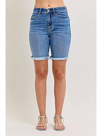 Judy Blue High Waisted Bermuda Shorts in Medium Wash (view 2)