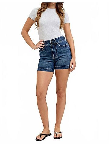 Judy Blue High Waist Tummy Control Slim Denim Short in Blue (view 2)