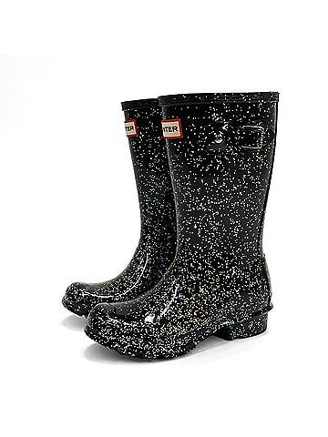 Hunter Boys Giant Glitter Rain Boots in Black (view 2)