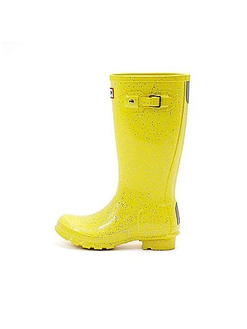 Hunter Girls Giant Glitter Rain Boots in Illuminating Yellow (view 2)