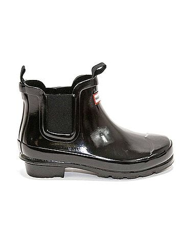 Hunter Girls Gloss Chelsea Boots in Black (view 1)