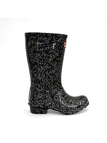 Hunter Girls Giant Glitter Rain Boots in Black (view 1)