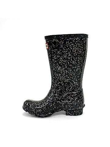 Hunter Girls Giant Glitter Rain Boots in Black (view 2)