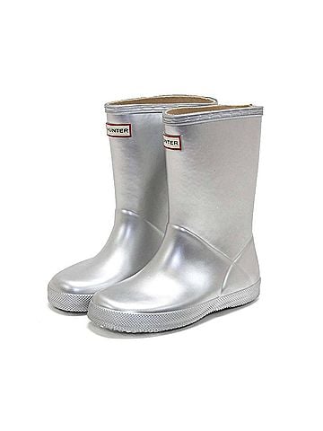 Hunter Boys First Classic Metallic Rain Boots in Silver (view 2)