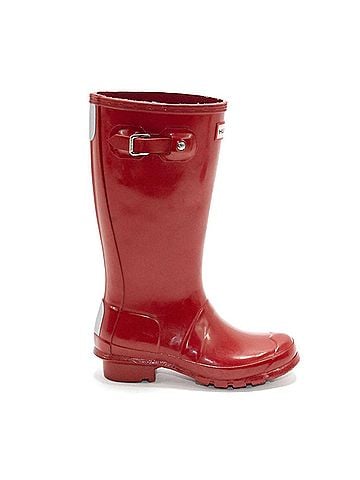 Hunter Girls Gloss Rain Boots in Military Red (view 1)