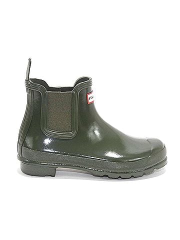 Hunter Women's Chelsea Gloss Rain Boots in Dark Olive (view 1)