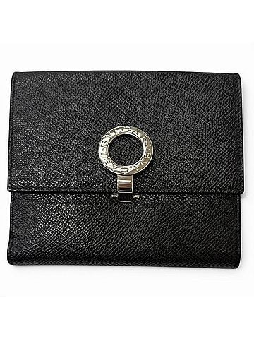 Bvlgari BVLGARI Bulgari Leather Logo Clip Compact Wallet Bi-fold Black Silver Men's with Box (view 1)