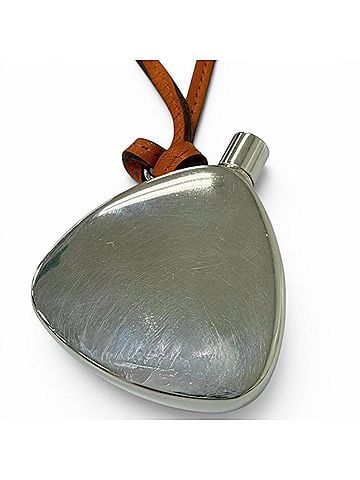Hermès HERMES SV925 Leather Strap Perfume Bottle Atomizer Necklace, Silver Orange, Total Weight 33.9g, Men's (view 1)