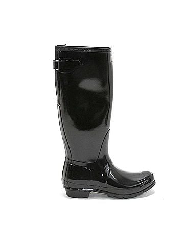 Hunter Women's Original Tall Back Adjustable Gloss Rain Boots in Black (view 1)