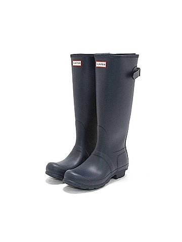 Hunter Women's Original Tall Back Adjustable Rain Boots in Navy (view 2)