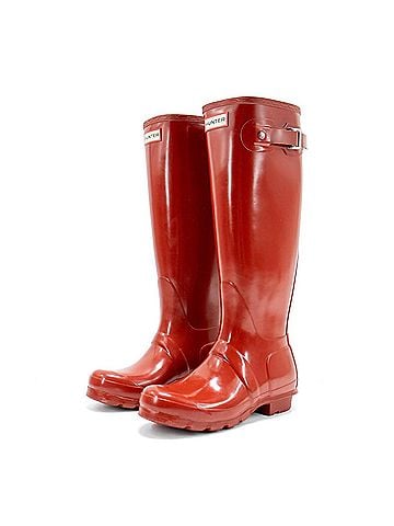Hunter Women's Original Tall Gloss Rain Boots in Military Red (view 2)