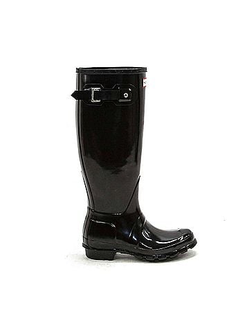 Hunter Women's Original Tall Gloss Rain Boots in Black (view 1)