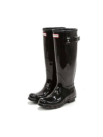 Hunter Women's Original Tall Gloss Rain Boots in Black (view 2)