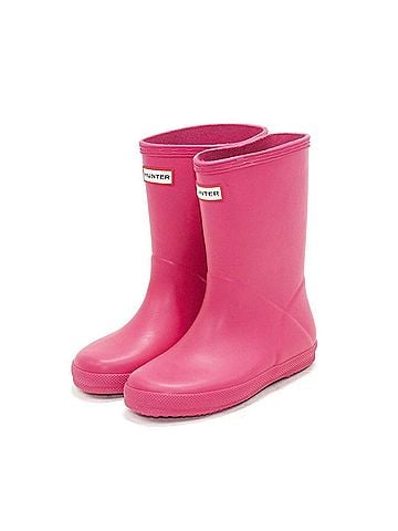Hunter Girls First Classic Rain Boots in Bright Pink (view 2)