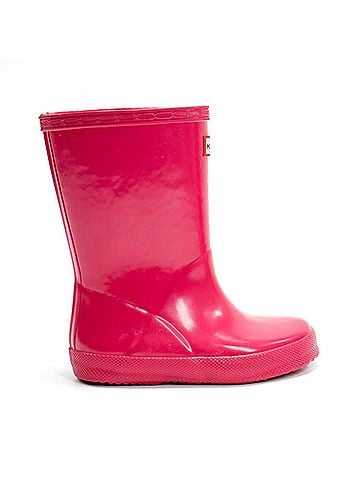 Hunter Kids First Gloss Rain Boots in Bright Pink (view 1)