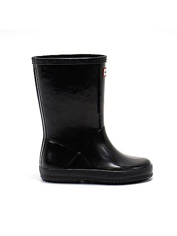 Hunter Kids First Gloss Rain Boots in Black (view 1)