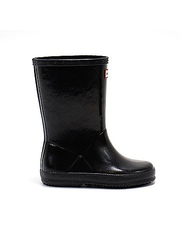 Hunter Kids First Gloss Rain Boots in Black (view 1)