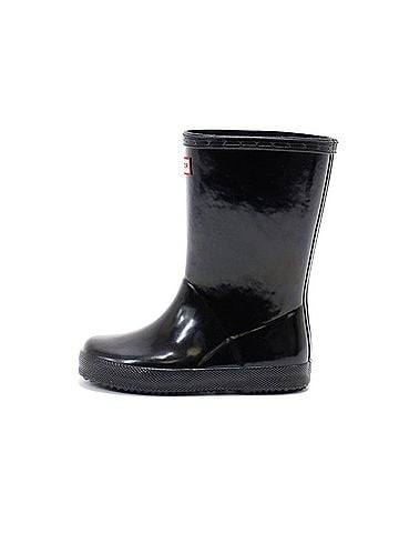 Hunter Kids First Gloss Rain Boots in Black (view 2)