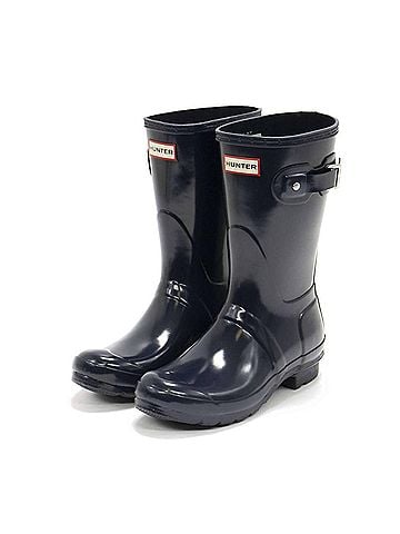 Hunter Women's Original Short Gloss Rain Boots in Navy (view 2)