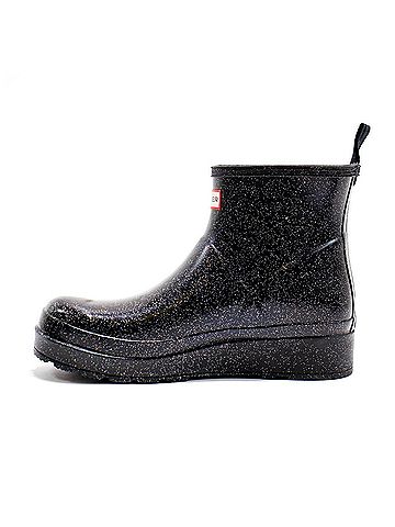 Hunter Women's Play Starcloud Glitter Short Rain Boots in Black (view 2)