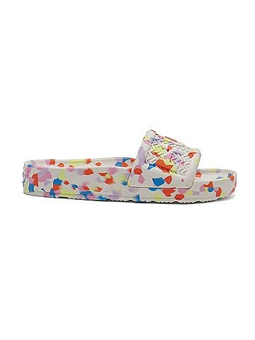 Hunter Women's Original Marble Lightweight Moulded Sliders Sandals in Shaded White (view 1)