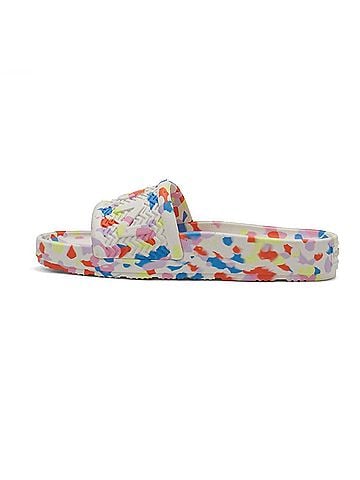 Hunter Women's Original Marble Lightweight Moulded Sliders Sandals in Shaded White (view 2)